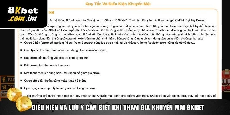 Khuyến Mãi 8Kbet – Ưu Đãi Đỉnh Cao Cho Hội Viên Đồng Hành 4 Điều kiện và điều khoản để nhận thưởng khuyến mãi 8Kbet